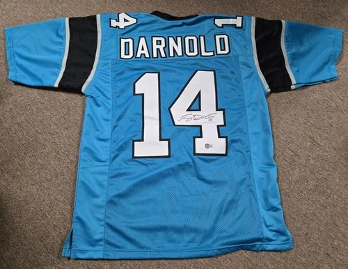 Sam Darnold Signed Blue XL Custom Football Jersey Beckett Seahawks Panthers USC