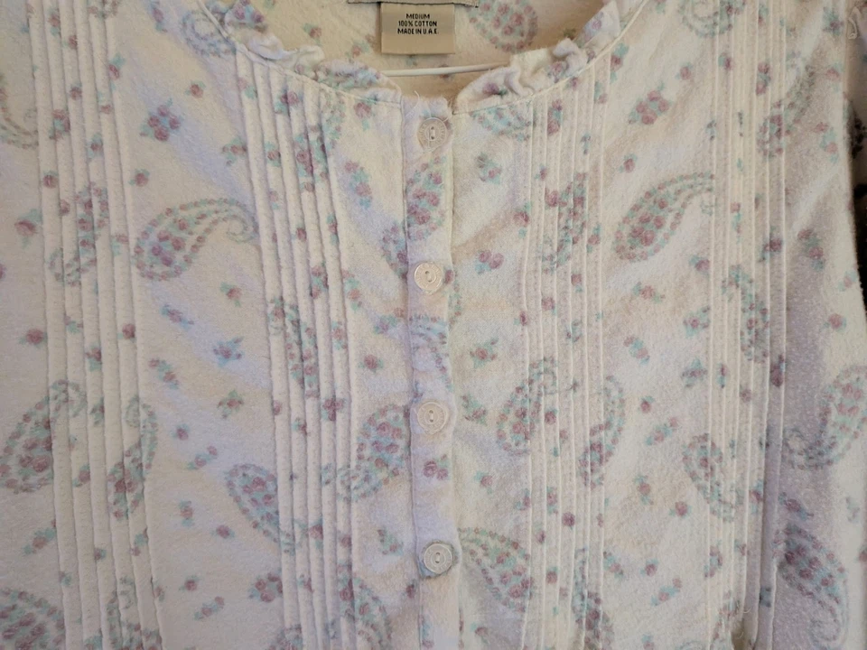 Camisón vintage Laura Ashley para mujer talla M cachemira franela cabaña pradera Foto 2 de 4
