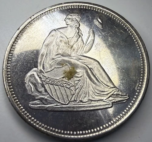 1 oz .999 Silver Round - Seated Liberty Design - Violet Toning - I6