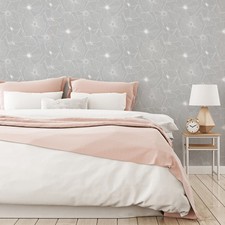 Fresco Linear Wallpaper Floral Grey (WAS £13.99)