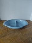 Vintage Pyrex Delphite Blue 1063 Divided Oval Casserole Dish 1.5 Quart No Lid
