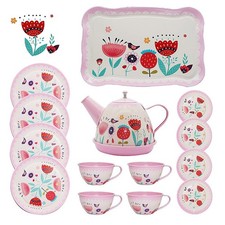 Pink Tea Set for Little Girls,Flower Design Tea Party Set,Princess Tea Time T...