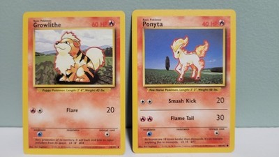 Pokemon TCG Growlithe & Ponyta Base Set Unilimited Regular LP