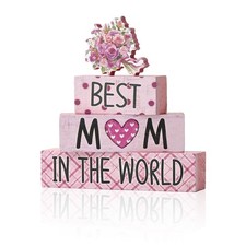 4 Pcs Mothers day Indoor Wooden Decor, Best M...