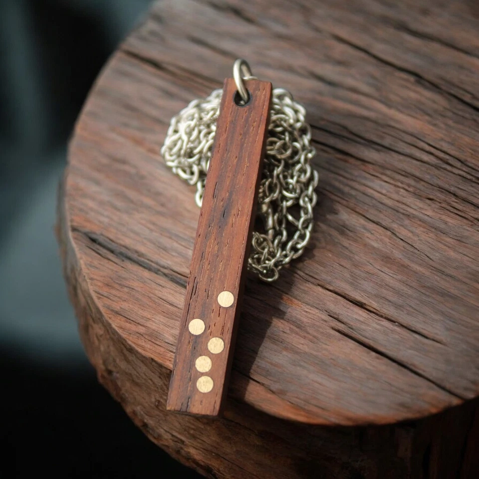 Regalo 5º Aniversario para Esposa - Regalo Aniversario Madera para Ella Collar Barra Madera Foto 2 de 4