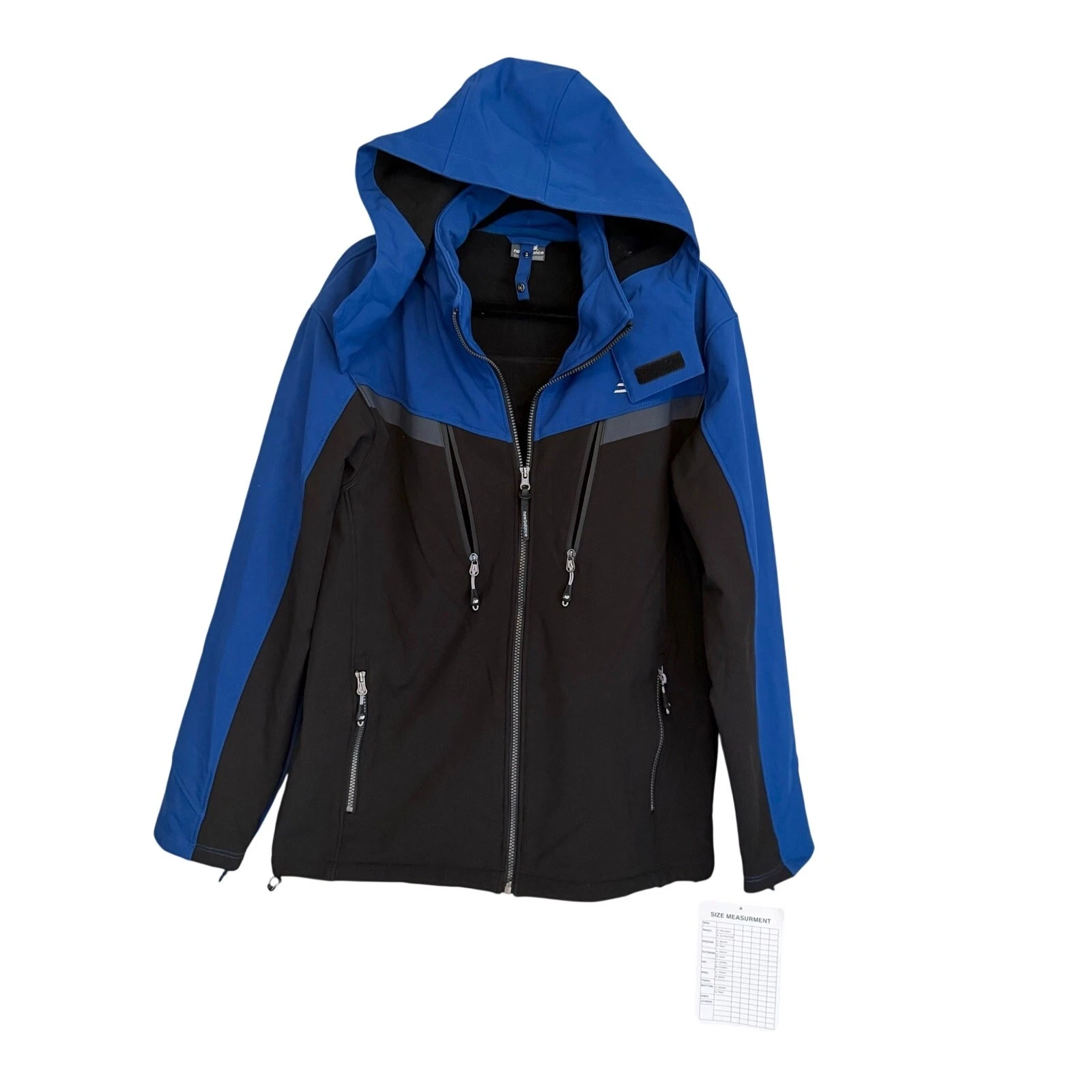 New Balance Softshell Performance Jacket S/M Black Blue Hooded Outdoor Trail NWT