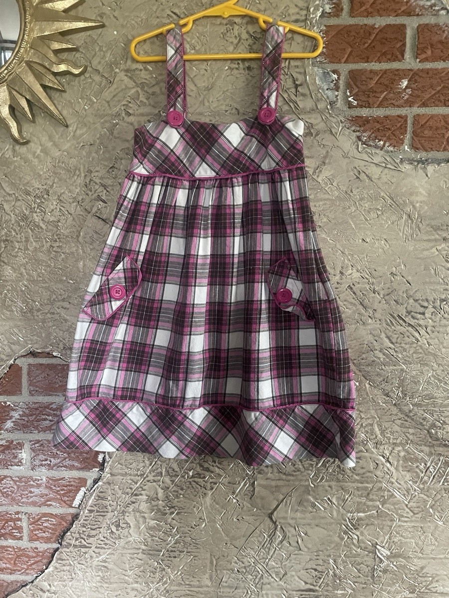 The Children's Place Girls Plaid Sleeveless A-Line Dress Pink White Black  Size 8 | eBay