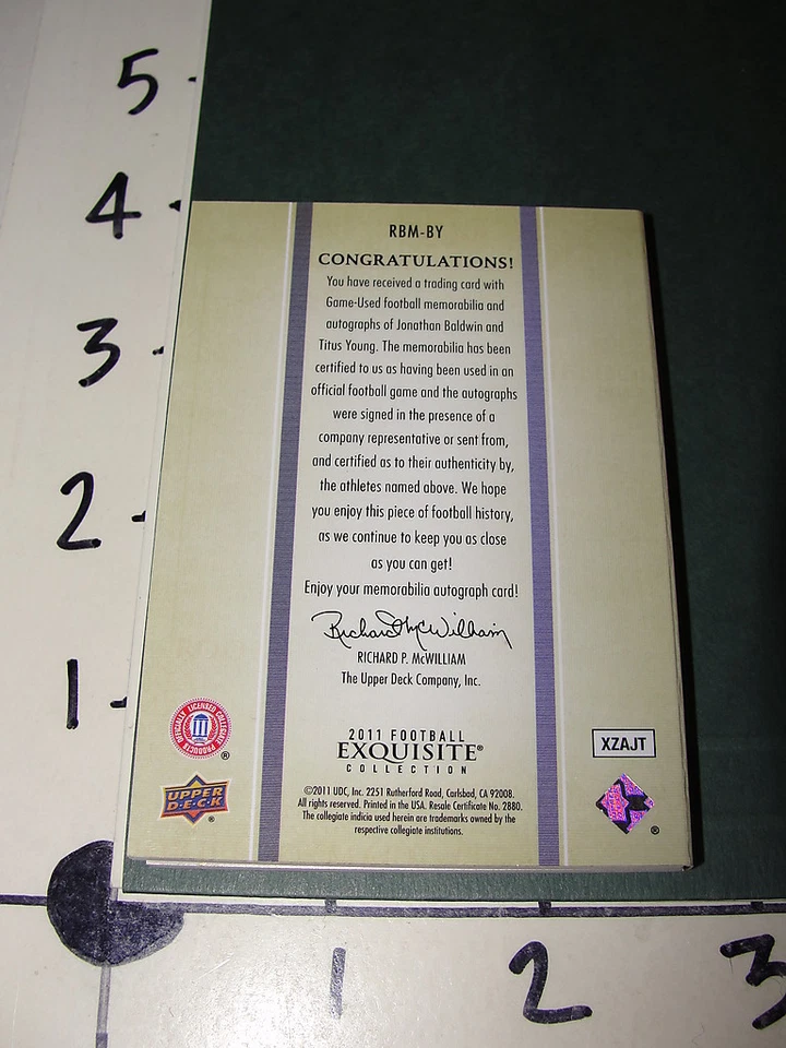 2011 Exquisite Jonathan Baldwin/Titus Young Rookie Auto Jsy #/40 Pitt - Boise St - Image 3 of 3