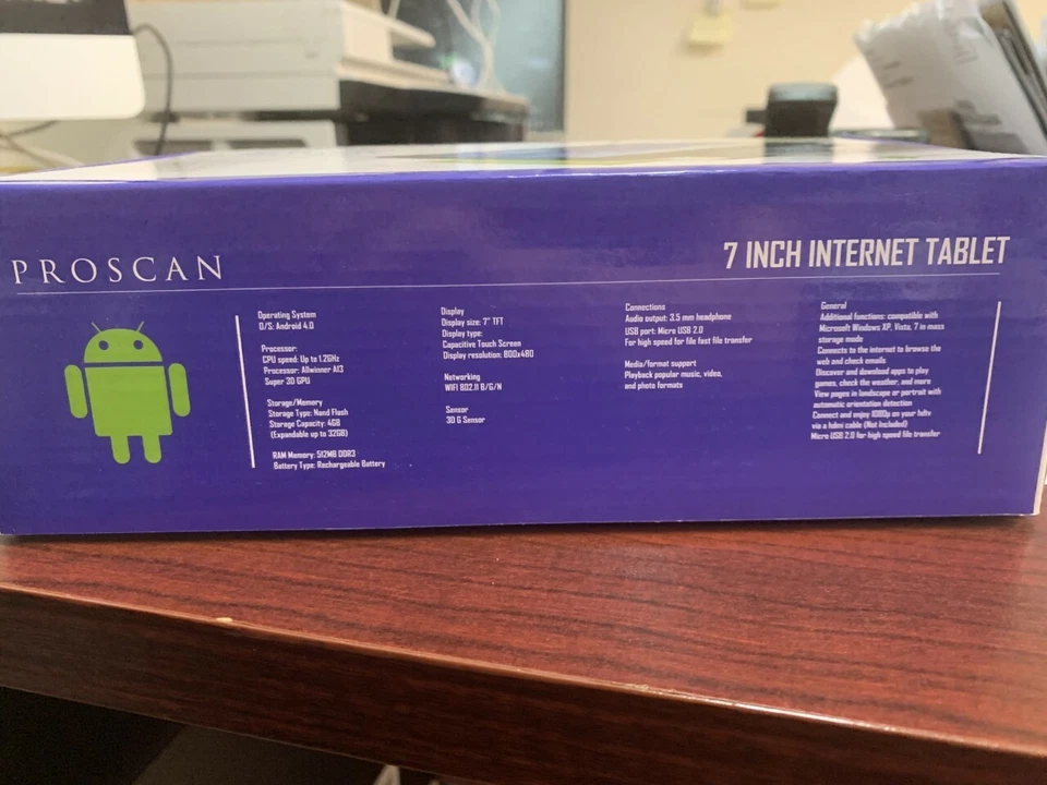 Proscan 7-Inch Android 4.0 Touch Screen Table with Built In Camera New - Image 2 of 3