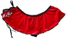 VINTAGE NWOT Y2K Red Velvet Floral Embellished Skirted Thong Panties Size 6