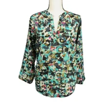 Collective Concepts Womens Blouse Lace Back Long Sleeves Multi Color Size M