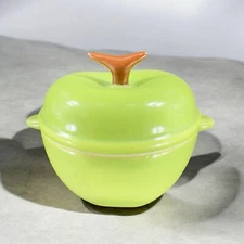Technique Green Apple Ceramic Small Casserole Dish Sugar Bowl Container W Lid