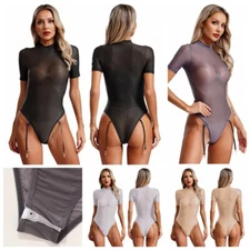 Women‘s Rompers Bathing Catsuit Smooth Jumpsuit Transparent Bodysuit Suspender