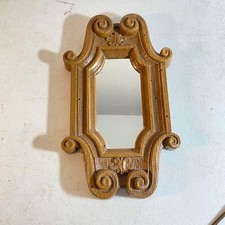 Cute Vintage Wood Scroll Look Mirror 6&rdquo;x9&rdquo; Syroco Burwood style