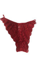 Vtg CABERNET Red Open Sheer Lace String Loop Sides Bikini Panty Sz-7/8 4723