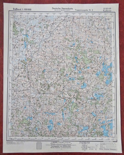 Kudever' Russland Oblast Pskow ca. 1943 WWII seltene deutsche detaillierte Topokarte - Bild 5 von 5