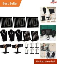Chic Velvet Jewelry Organizer   22-Piece T-Shape Display for Necklaces, Earrings
