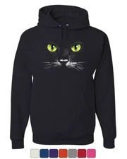 Cat Green Eyes Hoodie Animal Pet Lovers Kitten Huge Cat Face  Sweatshirt