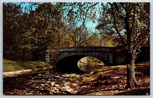 Postkarte Herbst im Park, Big Rock im Cherokee Park, Louisville KY unbesendet