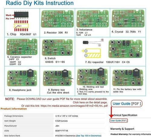 Kabellos Stereo FM Funkempfänger Modul PCB DIY Kits Electronic 76MHz-108MHz 3V - Picture 3 of 7