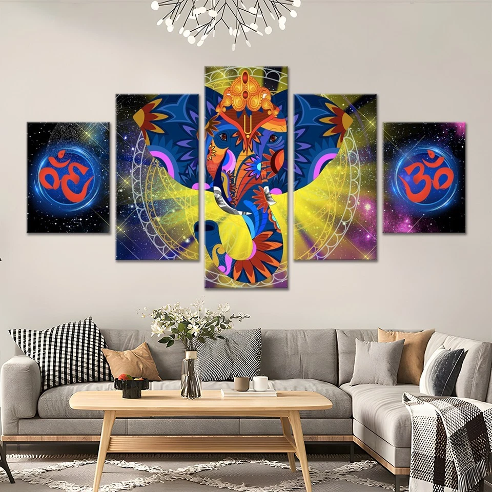 5Pcs Wall Art Canvas Painting (framed); Gunesha; Lord Gunesh; Vastu paintings - image 2 of 4