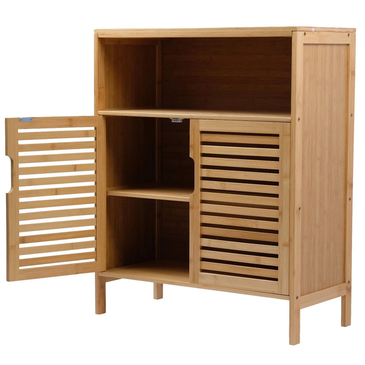 Armario de baño bambú estante de baño armario de baño con 3 estantes 81x65x31cm