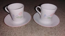 Vintage Corelle Pastel Ballet Coffee Tea Cups and Saucers Pair 4 Pieces