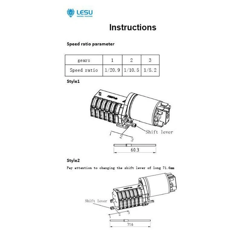 LESU 3Speed High Torque Transmission A Gear Box 1/14 RC For TAMIYA Tractor Truck - Image 3 of 4