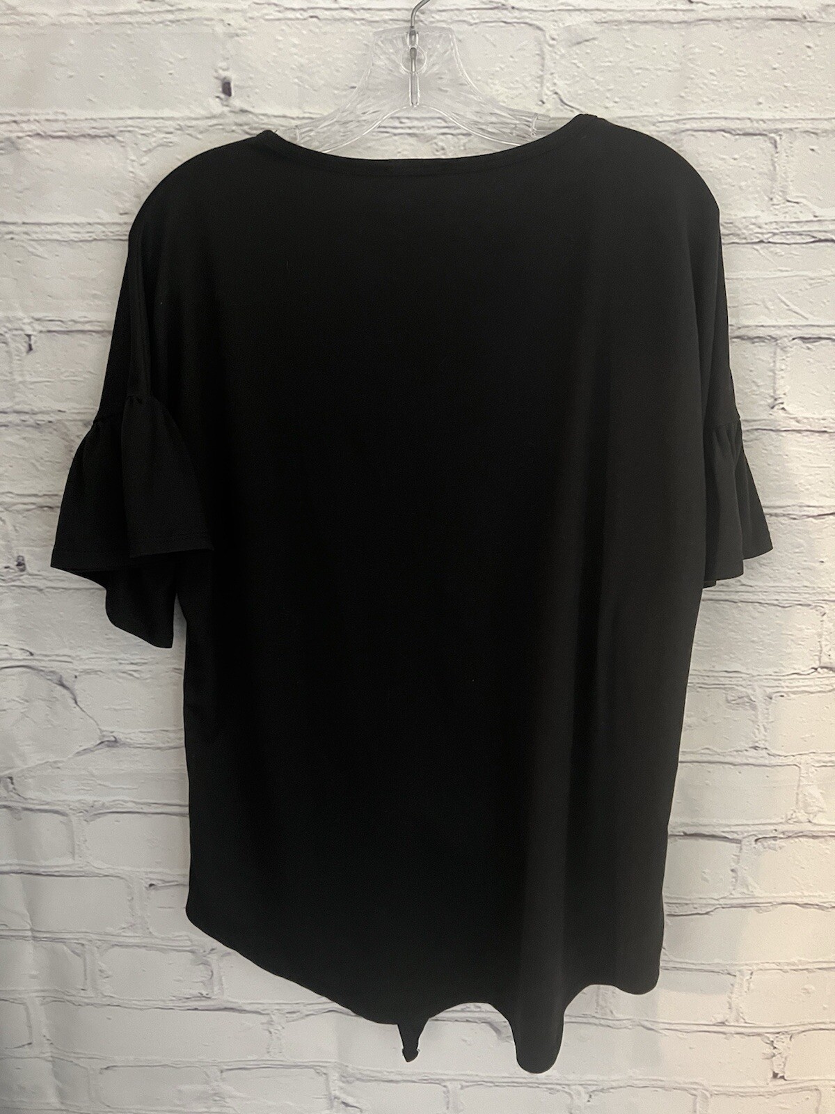 Reborn J Solid Black Button Front V-Neck SUPER SO… - image 6