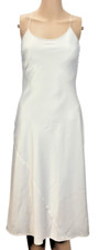 90 VICTORIA'S SECRET SATIN MIDI DRESS SLIP GOWN COCONUT WHTE STRAPPY XS NWT
