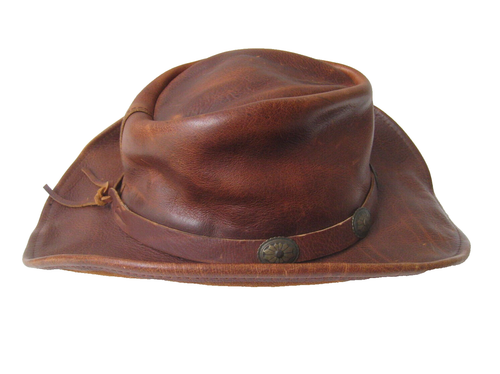 HENSCHEL HAT CO. EE. UU. WALKER SOMBRERO DE CUERO MARRÓN BANDA CONCHO PARA HOMBRE TALLA L LO ÚLTIMO - Imagen 2 de 9