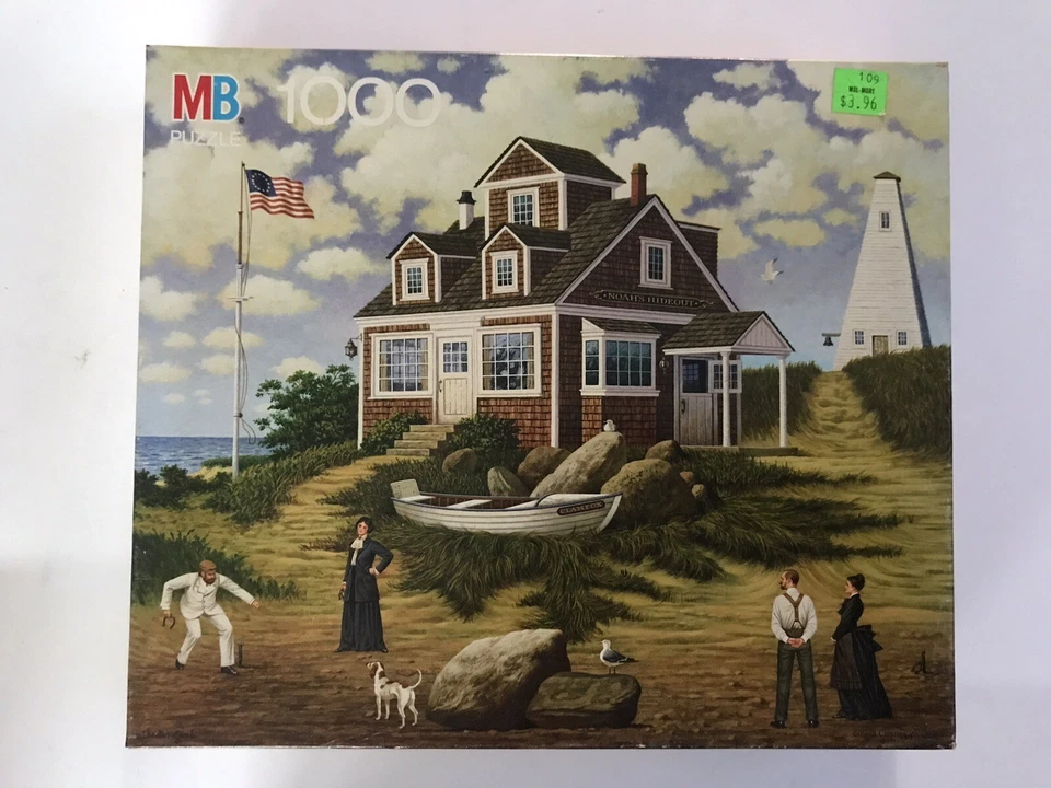 批量 4 件 1980 年代 CHARLES WYSOCKI 拼图 1000 件 MB 美国人艺术 一些 HTF — 第 3/4 张图片