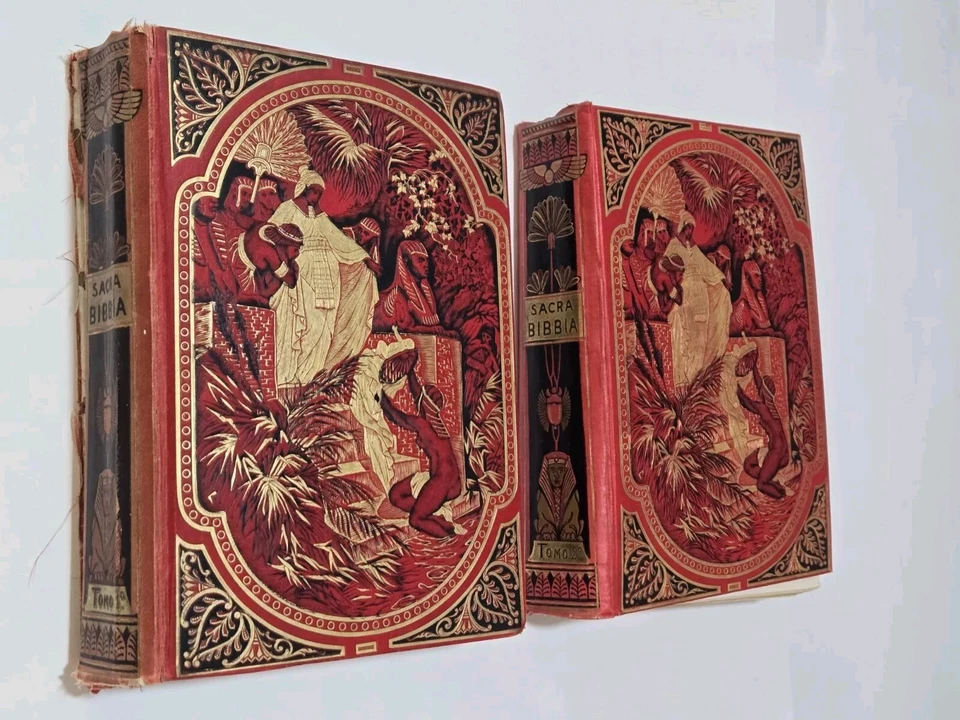 The Holy Bible Gustave Dore Illustrated 2 Volumes Italian 1897/1906 Milano READ - Image 4 of 4