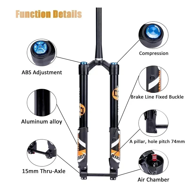 MTB Bicycle Air Suspension Inverted Fork 29er Shock Asorbing Electric Bike Forks - Image 2 of 4