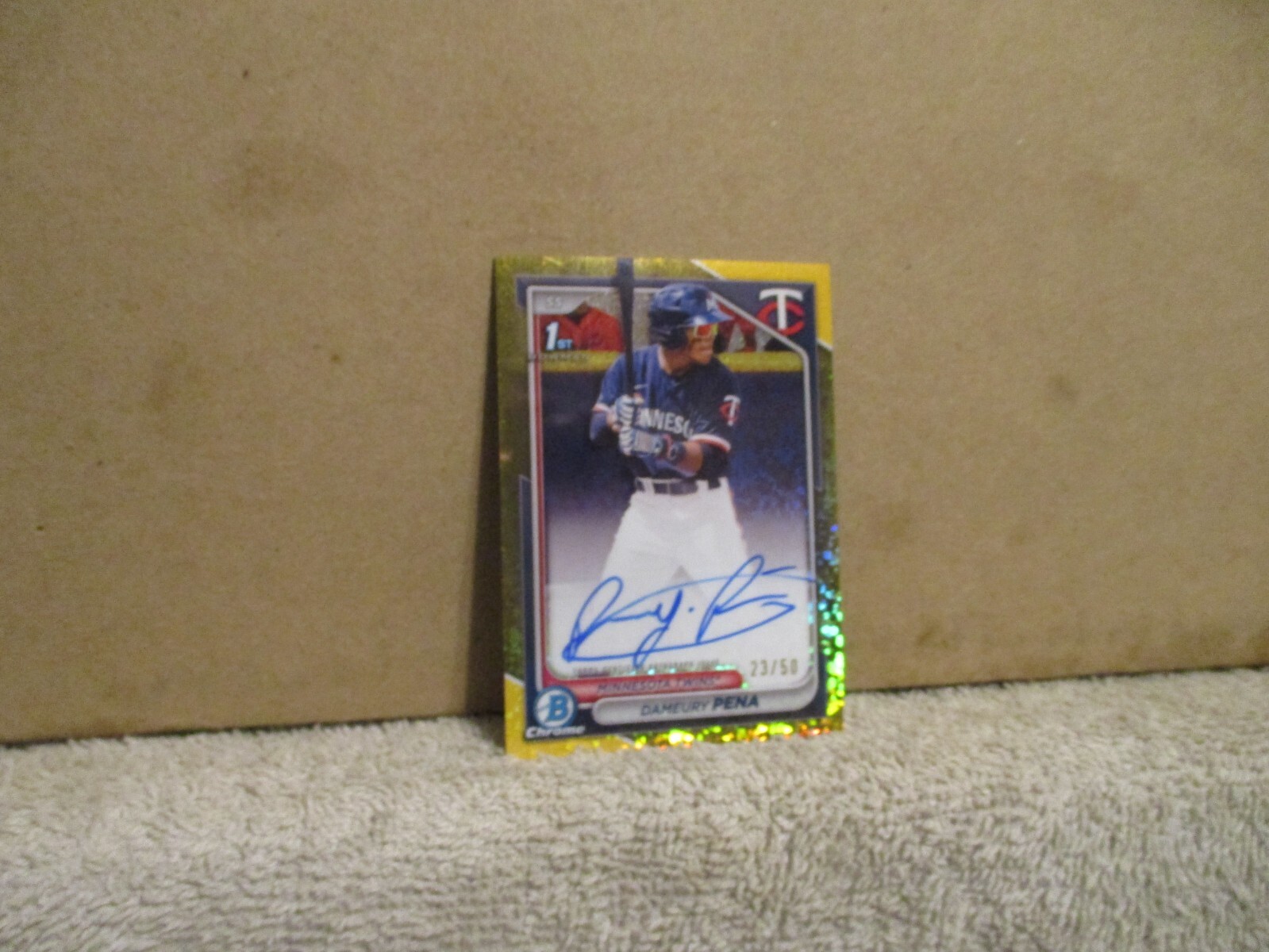 2024 BOWMAN CHROME DAMEURY PENA #CPA-DPE 1ST GOLD MINI DIAMOND AUTO 23/50 TWINS