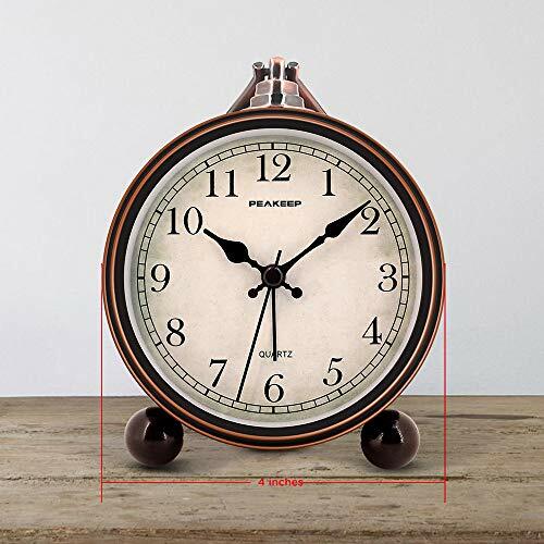 Peakeep 4" Battery Operated Antique Retro Analog Alarm Clock, Assorted Colors - Picture 14 of 28