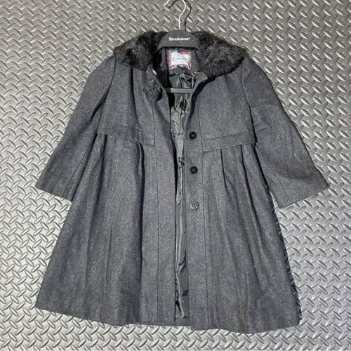 Rothschild Grey 4T Girls Button Up Hooded Faux Fur Trim Elegant Winter Coat