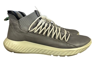 ECCO St.1 Lite Mens 13 Wild Dove Gray ''YAK Leather'' Mid Cut Sock Sneaker *READ