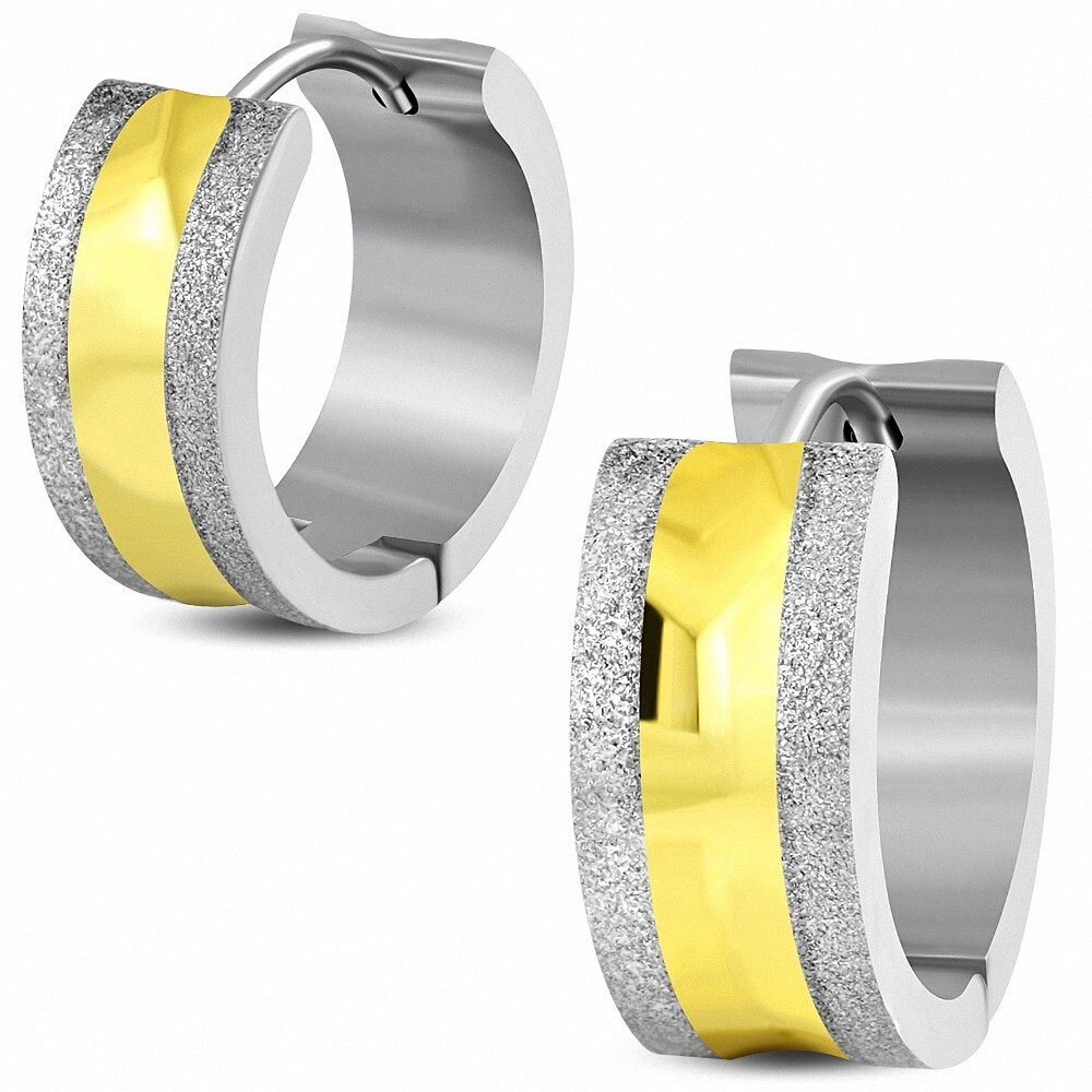 7Mm | Huggie Hoop Earrings In Stainless Steel With 2 Tone Edge