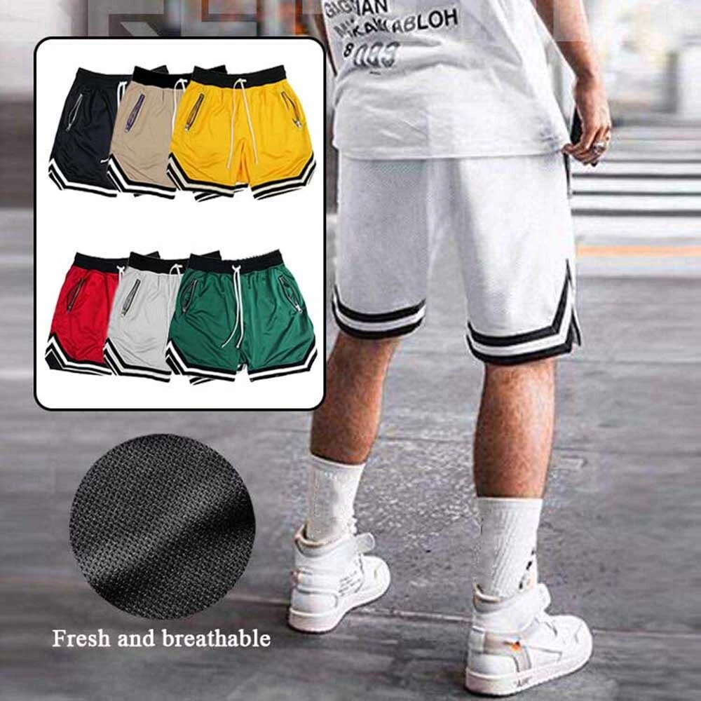 Men Track Shorts Mesh Short Pants Sports Baseball Running Shorts Loose Casual B