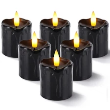 2 x 2 Black Melted Flameless Votive Candles with Timer Realistic Battery Op
