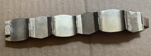Vintage Hecho En Mexico stamped bracelet with sapphire blue art glass - Picture 2 of 4