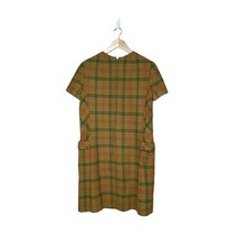 Young Pendleton Plaid Wool Yellow A Line Dress USA Pockets Vintage 13-14, 38”