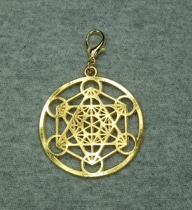 Authentic Large Metatrons Cube Pendant for Necklace or Earrings Gold Plated 40mm