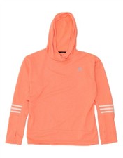 ADIDAS Womens Hoodie Jumper UK 12/14 Medium Orange Polyester AK13