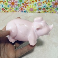 Vintage Hard Plastic Two-Toned Light Blue Light Pink Piggy Pig Bank, Keepsake