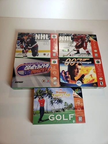 N64 game lot - 5 games total (Sealed or CIB!) NHL Breakaway, 007, Waialae Nice!
