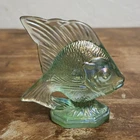 Vintage Fenton Green Iridescent Carnival Glass Sun Fish Figurine Made In USA