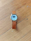 Vtg Timex Moon Phase Watch Women 24mm Gold Tone Leather Band Date New Battery a3
