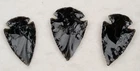 3 Black Obsidian Points 2" Dragon Glass Spear Knife Blade Arrowhead I-691